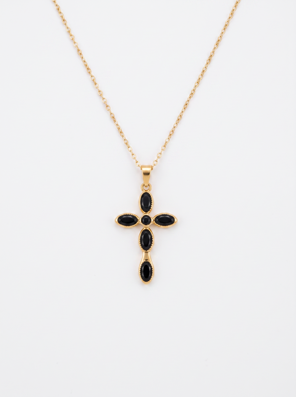OVAL BLACK CROSS PENDANT