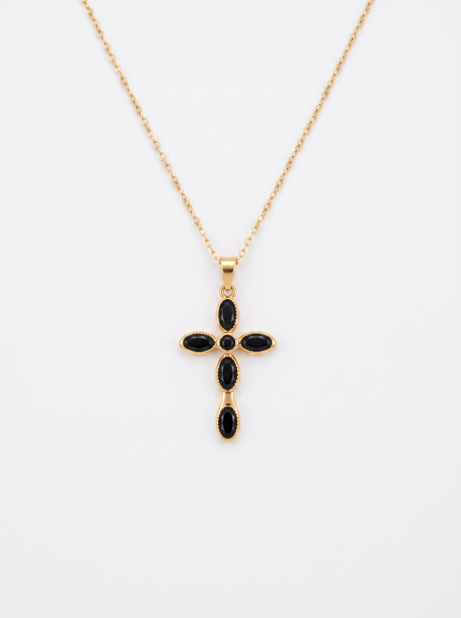 OVAL BLACK CROSS PENDANT