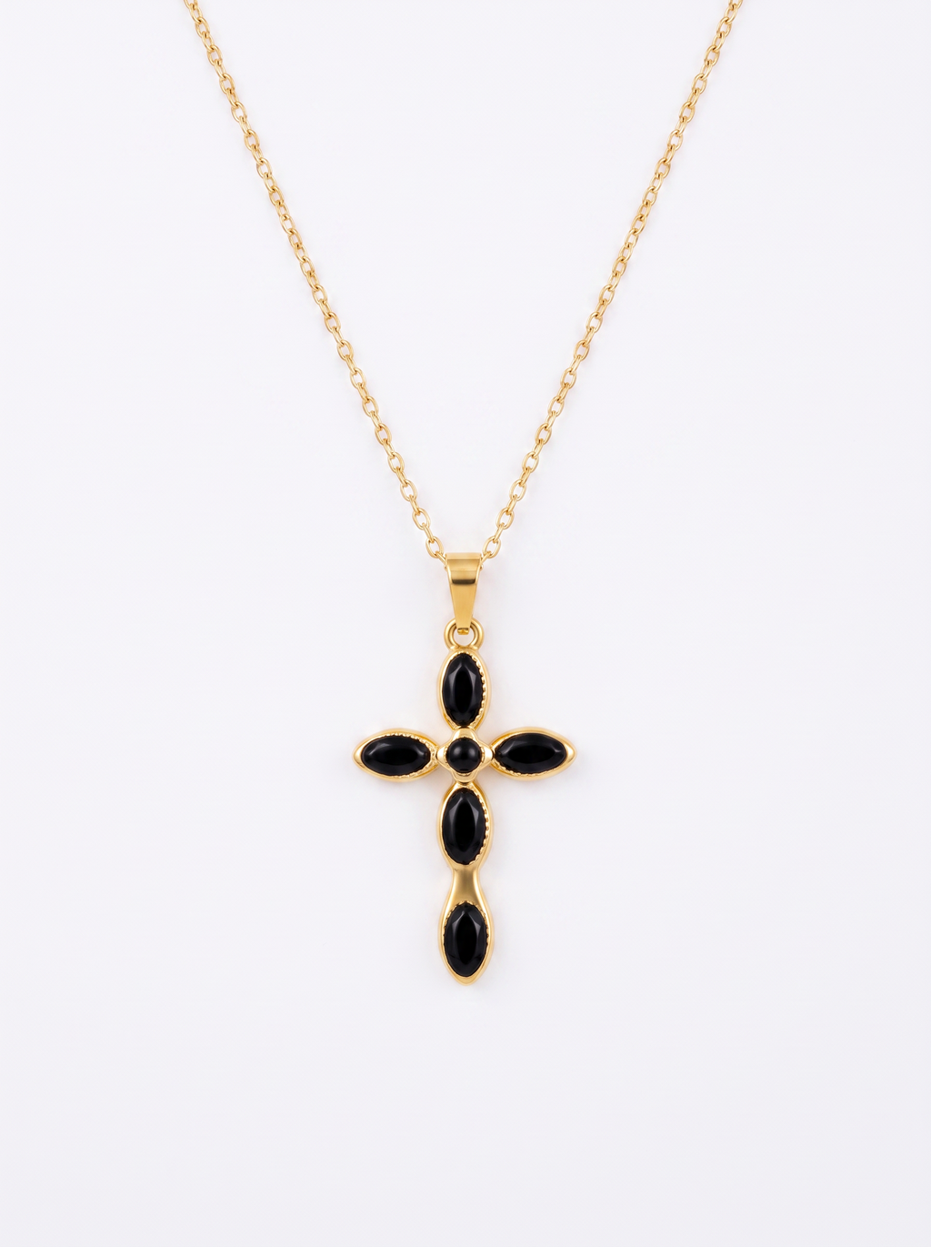OVAL BLACK CROSS PENDANT