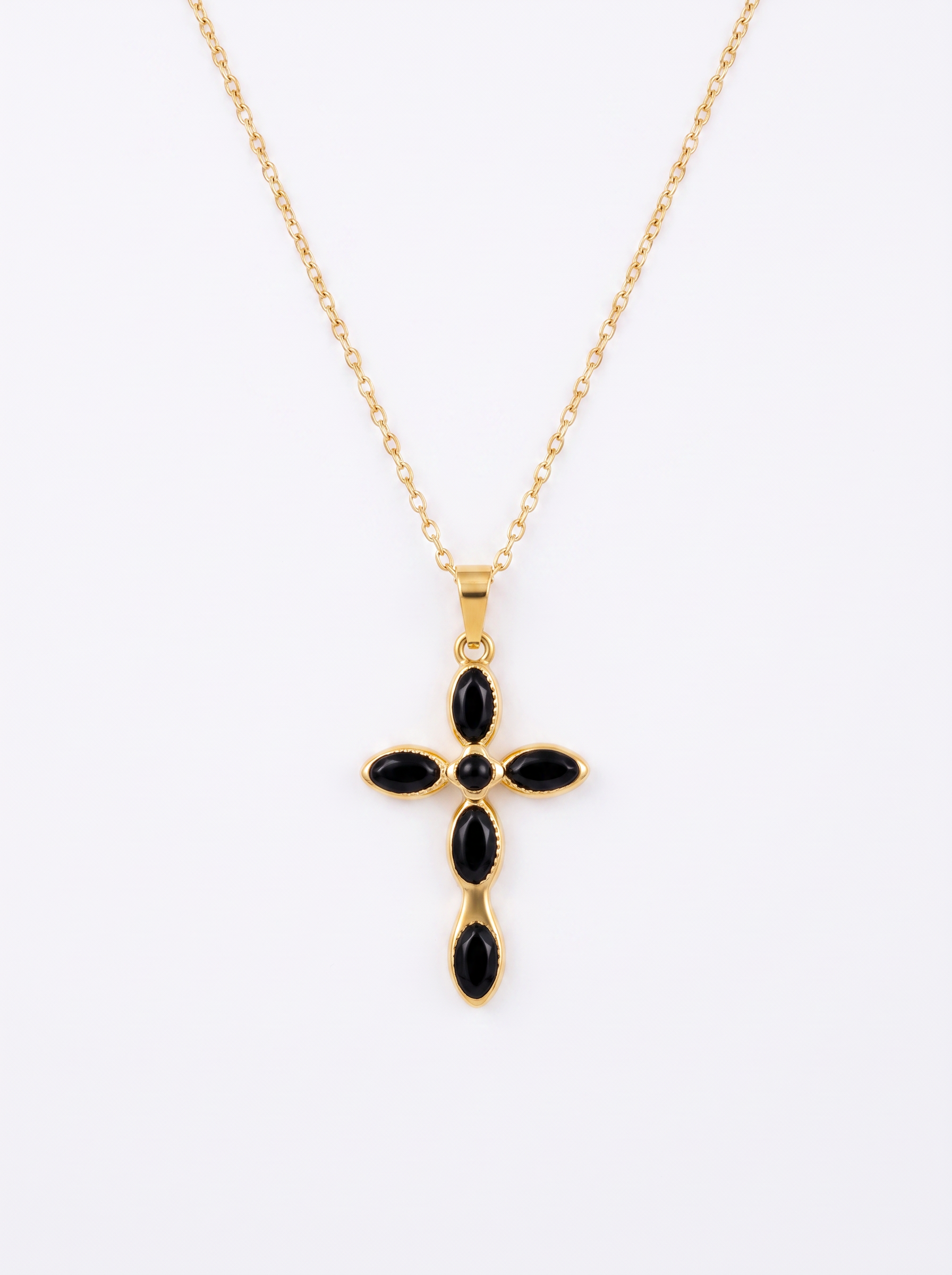 OVAL BLACK CROSS PENDANT